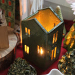 Lampion domek ceramiczny Ciemnozielony