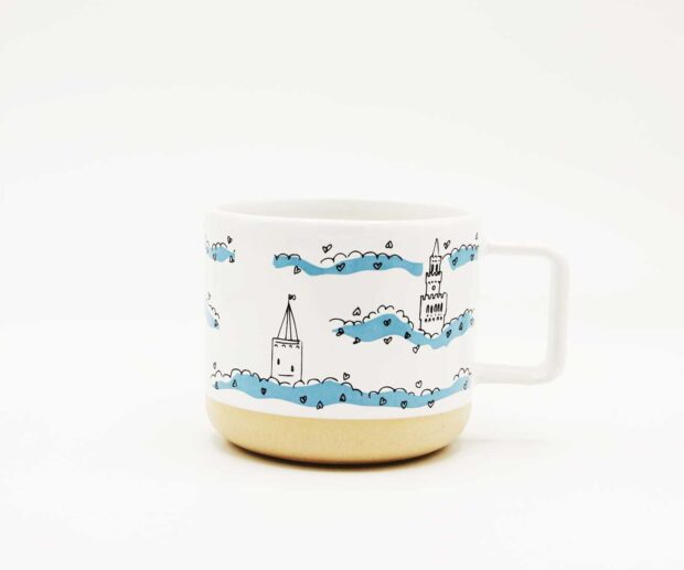 Kubek ceramiczny "Wieże Opola w chmurach"