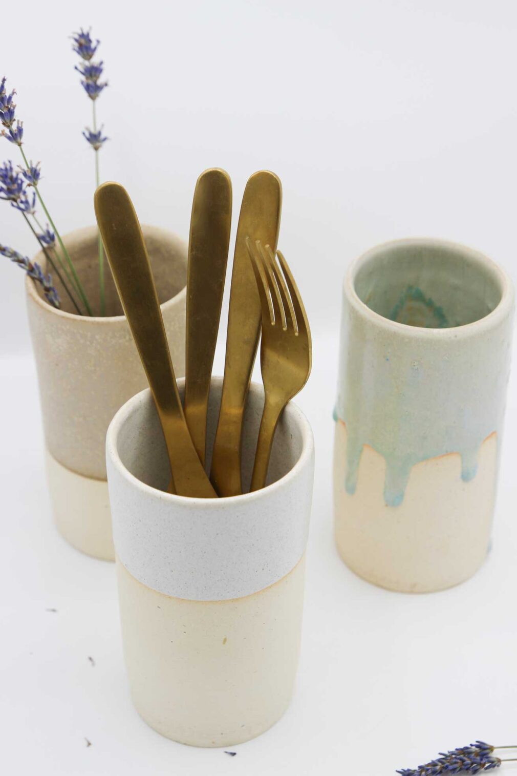 Wazon/kubek ceramiczny "Turkusowo-piaskowy"