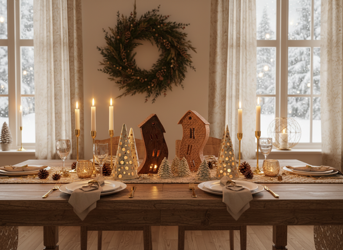 Lampion ceramiczny "Piernikowy domek mały"