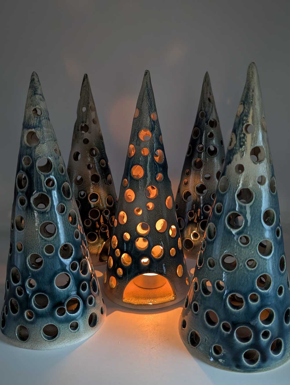 Lampion ceramiczny "Zielona choinka"