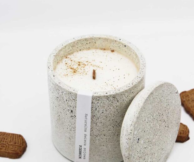 Świeca sojowa w betonie „Piernik”