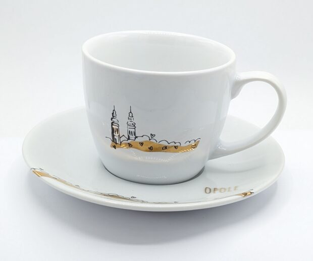 Filiżanka porcelanowa ze spodkiem "Złote Opole"